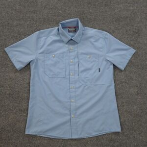 Simms Shirt Mens Small Blue Double Haul Performance Fishing‎ Fish Hike Camp Logo